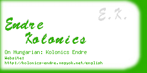 endre kolonics business card